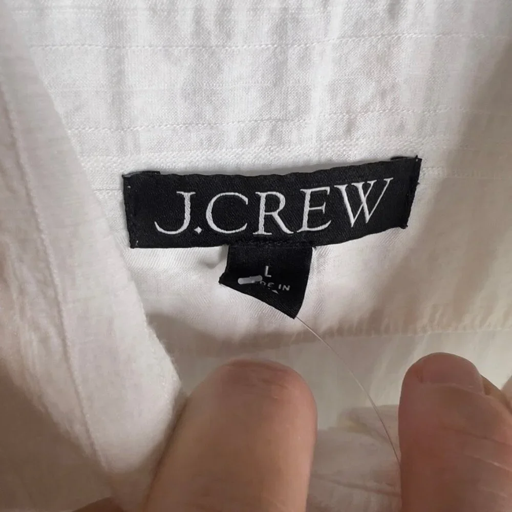 J.Crew Womens Textured Popover Top White Size L CA604 - Picture 3 of 6